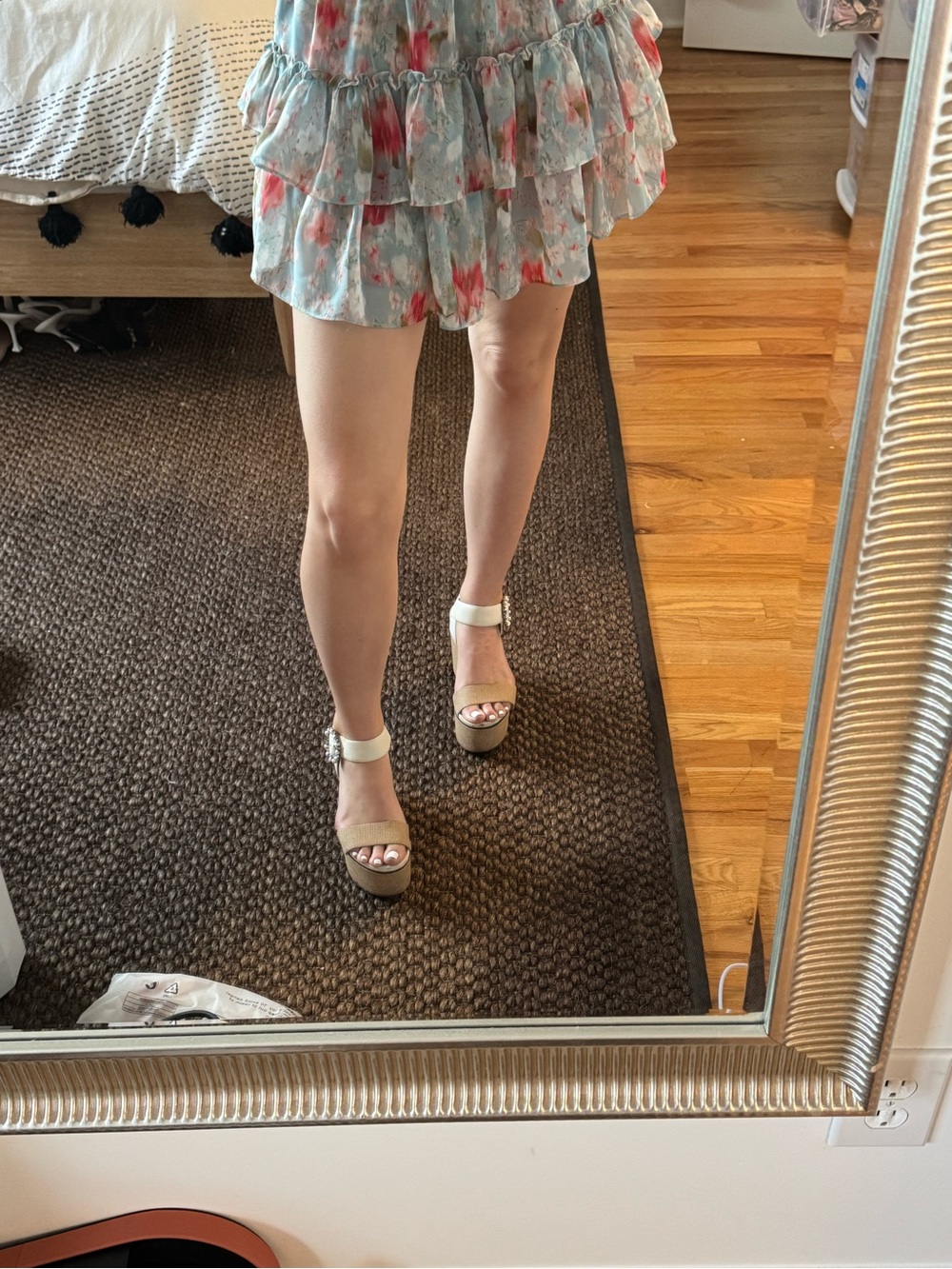 Jimmy Choo Tan & White Platform Wedges - Picture 13 of 14